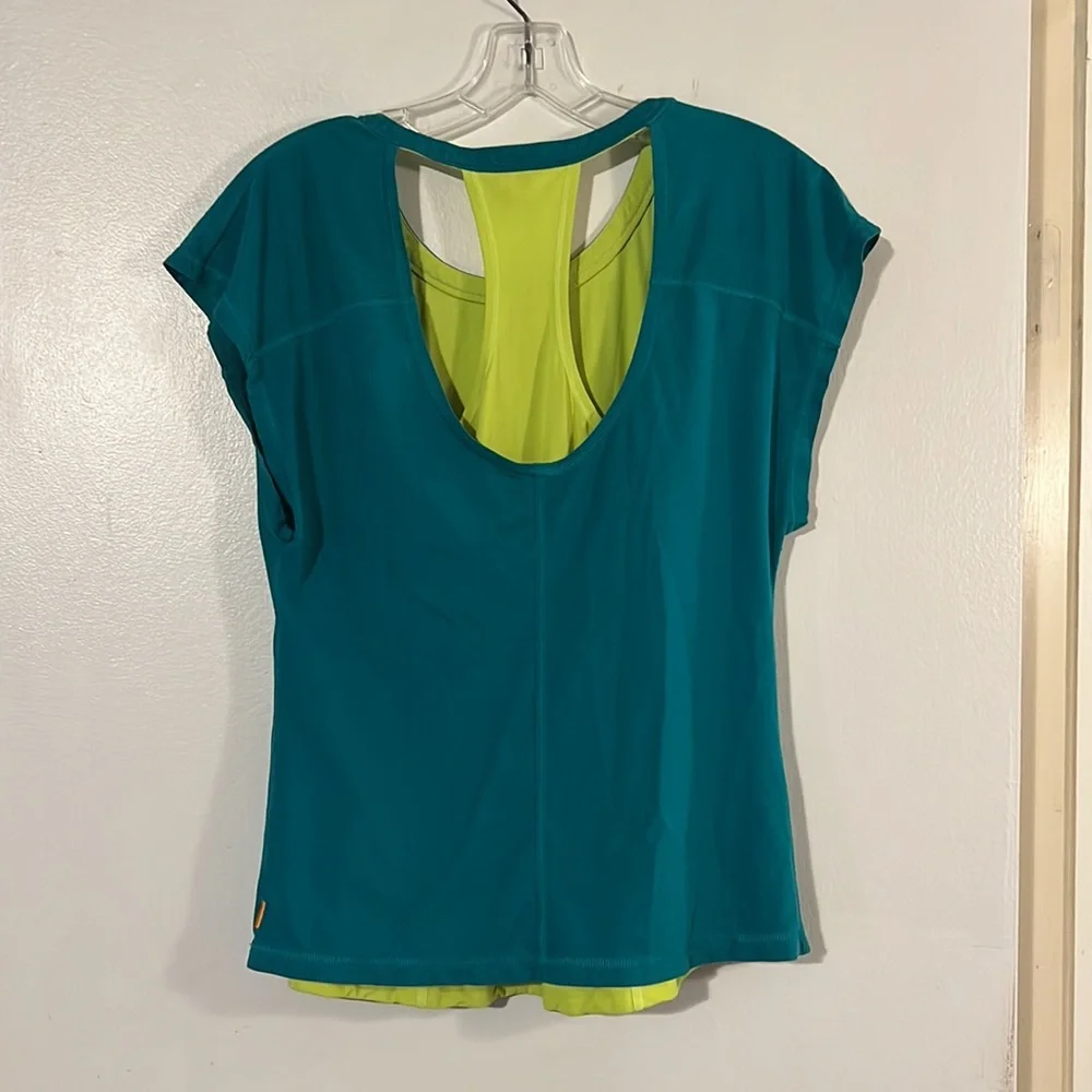Lucy Teal and Lime Women's Top - Picture 4 of 6